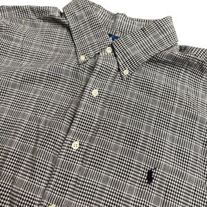 Ralph Lauren Blake Mens XXL Short Sleeve Button Down Glen Plaid Black White